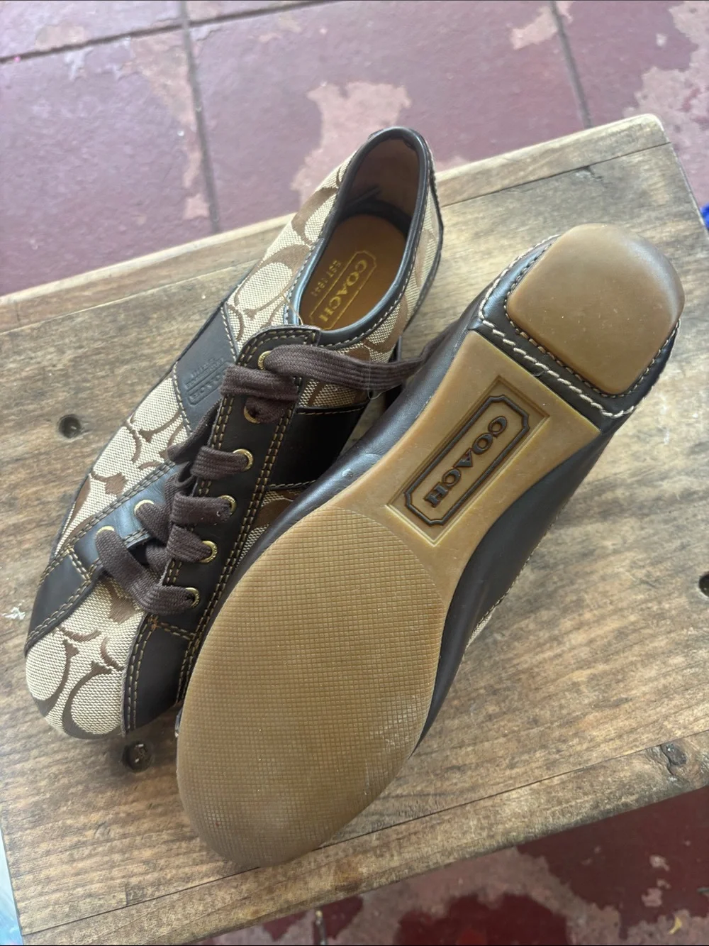 Coach Brown Signature Canvas Low-Top Sneakers